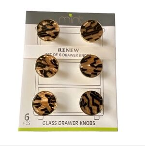 Mint Renew Animal Print Pattern Drawer Glass Knob Pulls